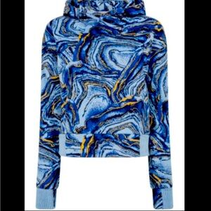NWT Twenty Montreal Crystal Azurite Hyper Reality Knit hoodie Atlantic Blue